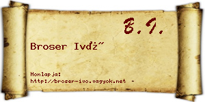 Broser Ivó névjegykártya