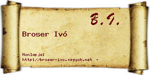 Broser Ivó névjegykártya